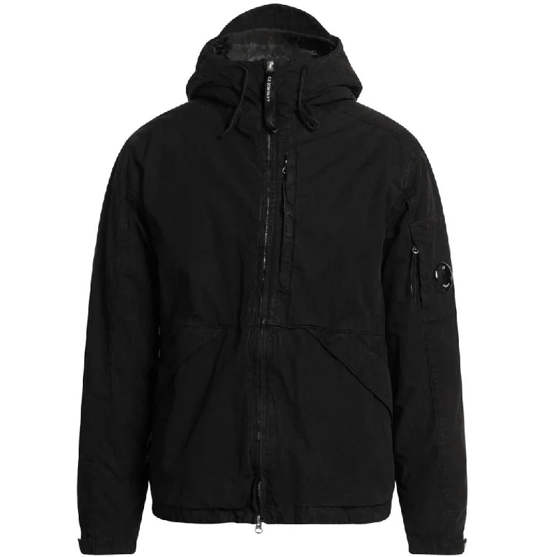 Men's Coats for AutumnC P Company 50 Fili Rubber Hooded Black Jacket