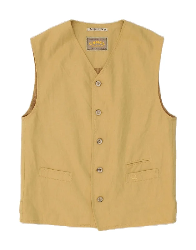 Men's Coats for Tall MenCAMEL Mens Gilet UK 38 Medium Yellow Cotton