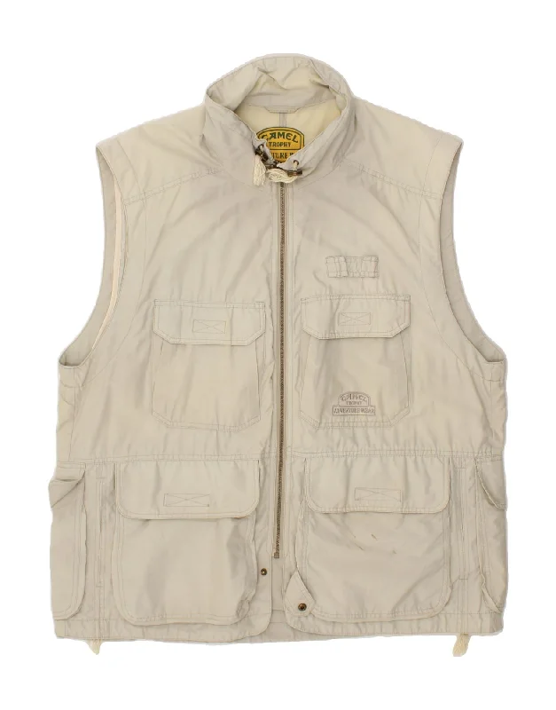 Men's Coats with Military InfluenceCAMEL Mens Utility Gilet IT 58 4XL Beige Cotton