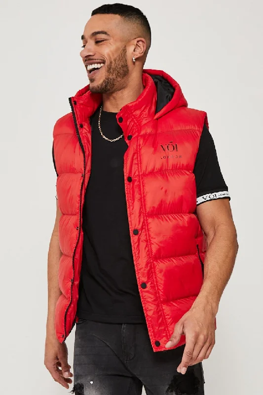 Men's Coats without LiningChalton Hooded Puffer Gilet - Red