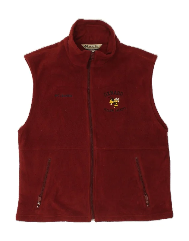 Lightweight Men's WindbreakersCOLUMBIA Mens Graphic Fleece Gilet UK 38 Medium Burgundy Polyester