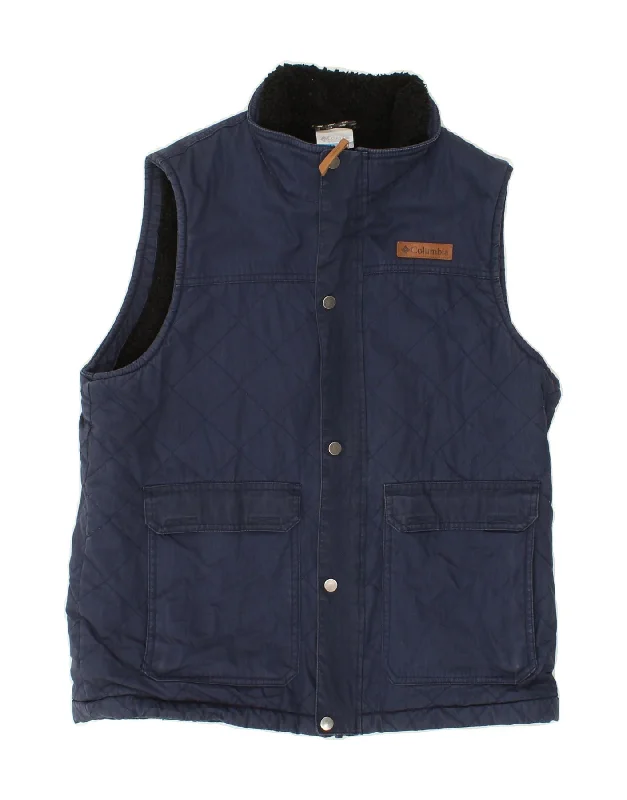 Men's Coats without LiningCOLUMBIA Mens Quilted Gilet UK 38 Medium Navy Blue Cotton