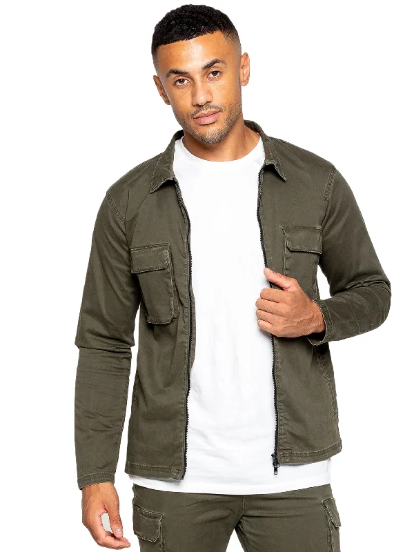 Men's Coats with ButtonsEnzo | Mens Cargo Overshirt Jacket