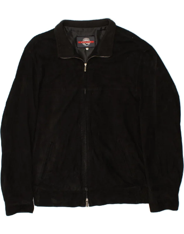 Men's Coats with LiningDALLAS Mens Suede Jacket IT 58 4XL Black Leather