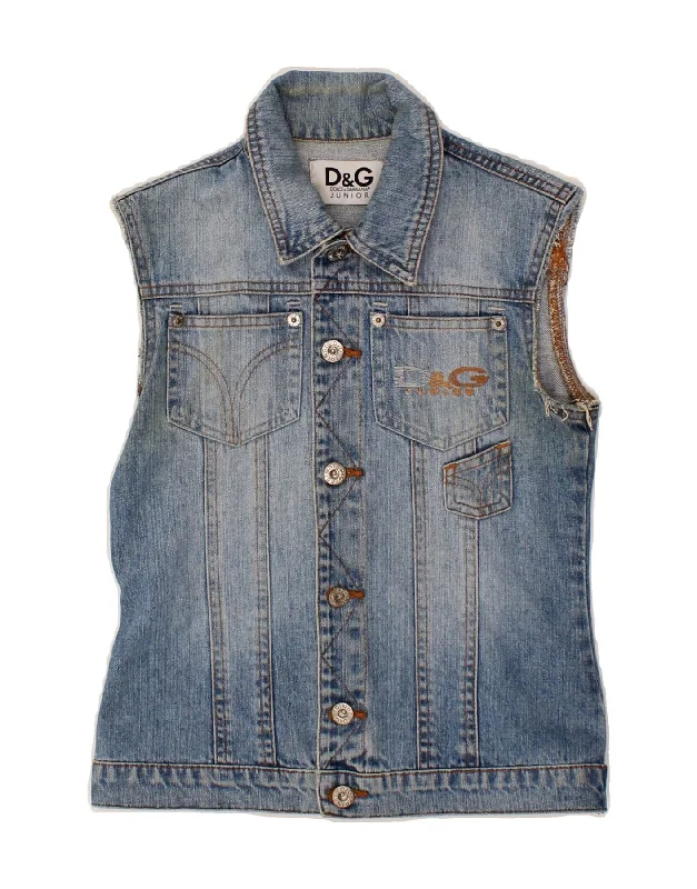 Modern Men's Field JacketsDOLCE & GABBANA Boys Denim Gilet 7-8 Years Blue Cotton
