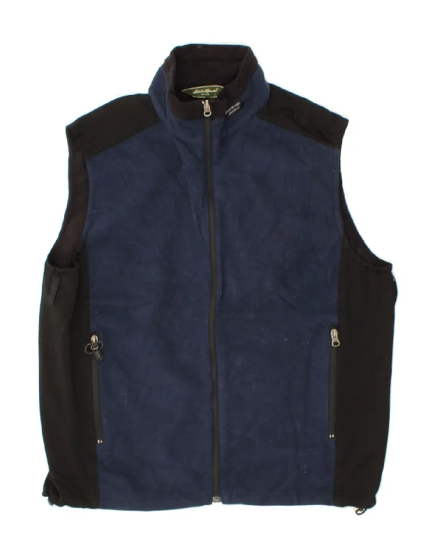Men's Coats for SnowshoeingEDDIE BAUER Mens Fleece Gilet UK 38 Medium Navy Blue Colourblock Polyester