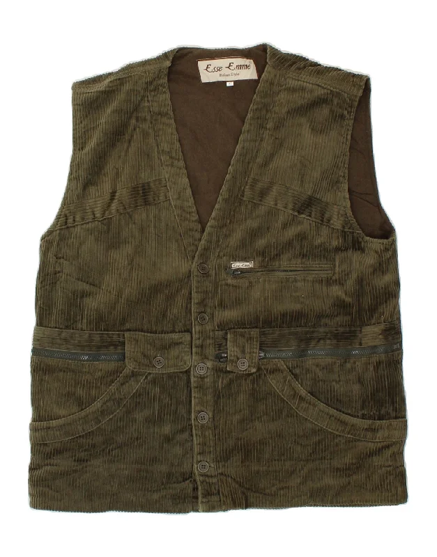 Men's Coats for SpringEMME Mens Corduroy Gilet IT 48 Medium Khaki Cotton
