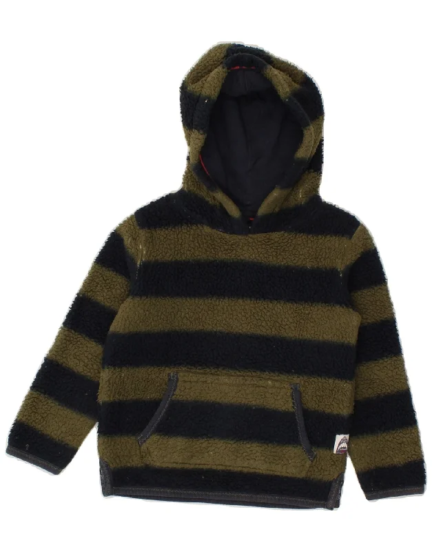 Men's Coats with ZippersFAT FACE Boys Hooded Fleece Jumper 4-5 Years Khaki Striped Polyester