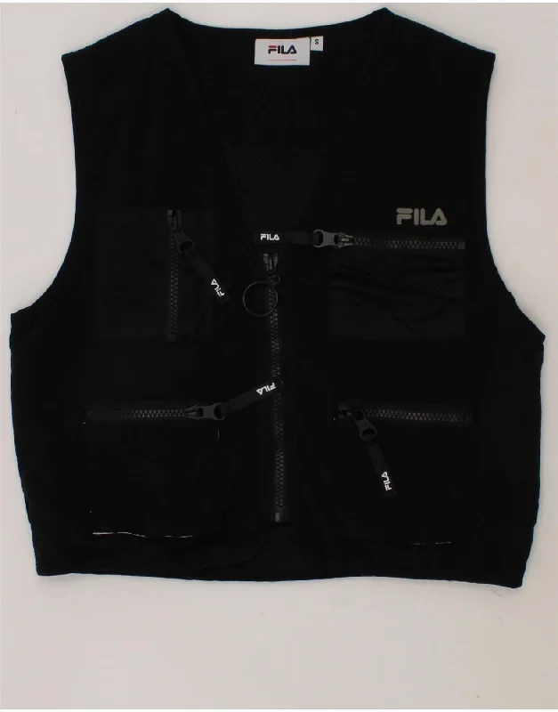 Men's Coats for BikingFILA Boys Graphic Utility Gilet 10-11 Years Small  Black Nylon