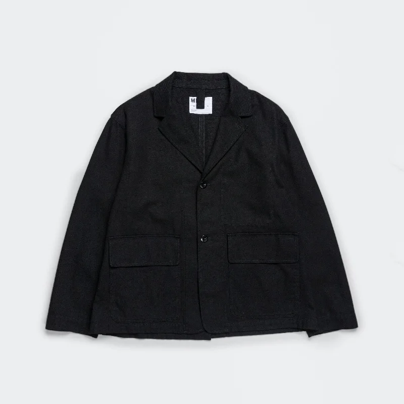 Flap Pocket Blazer - Cotton Wool Drill Off Black