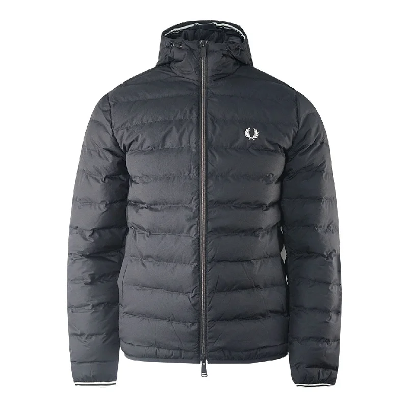 Men's Coats for Tall MenFred Perry Black Insulated Hooded Jacket