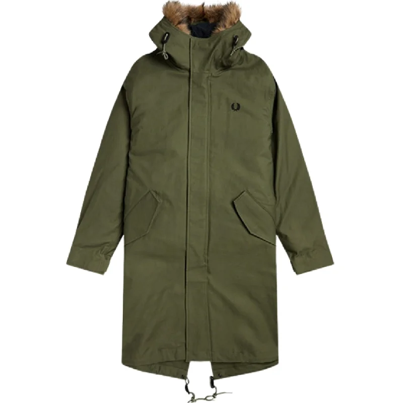 Men's Coats with Breathable FabricFred Perry Hooded Parka Green Jacket