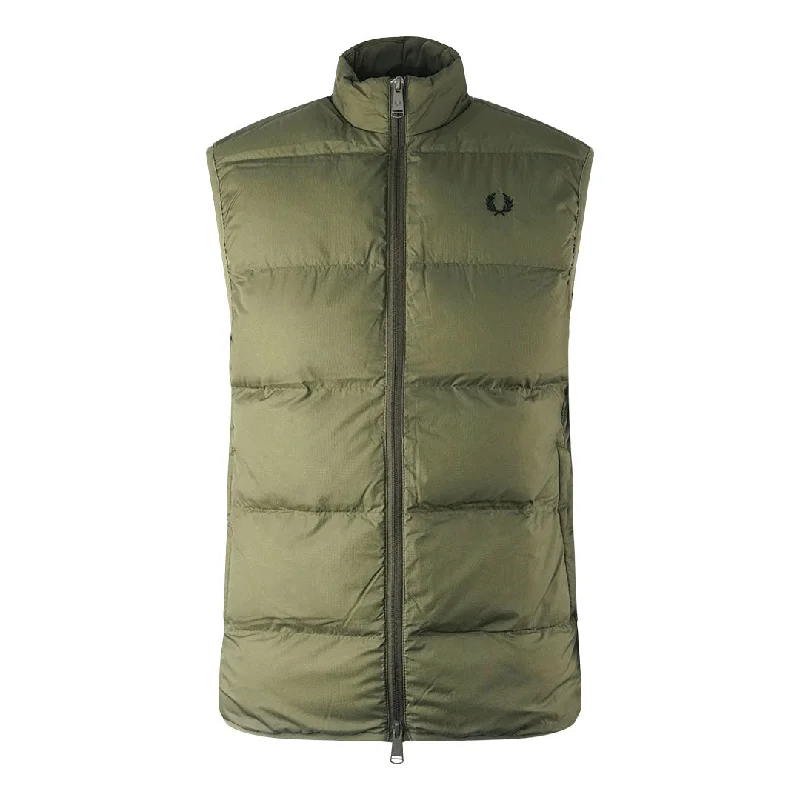 Trendy Men's Anorak JacketsFred Perry Insulated Quilted Uniform Green Gilet Jacket