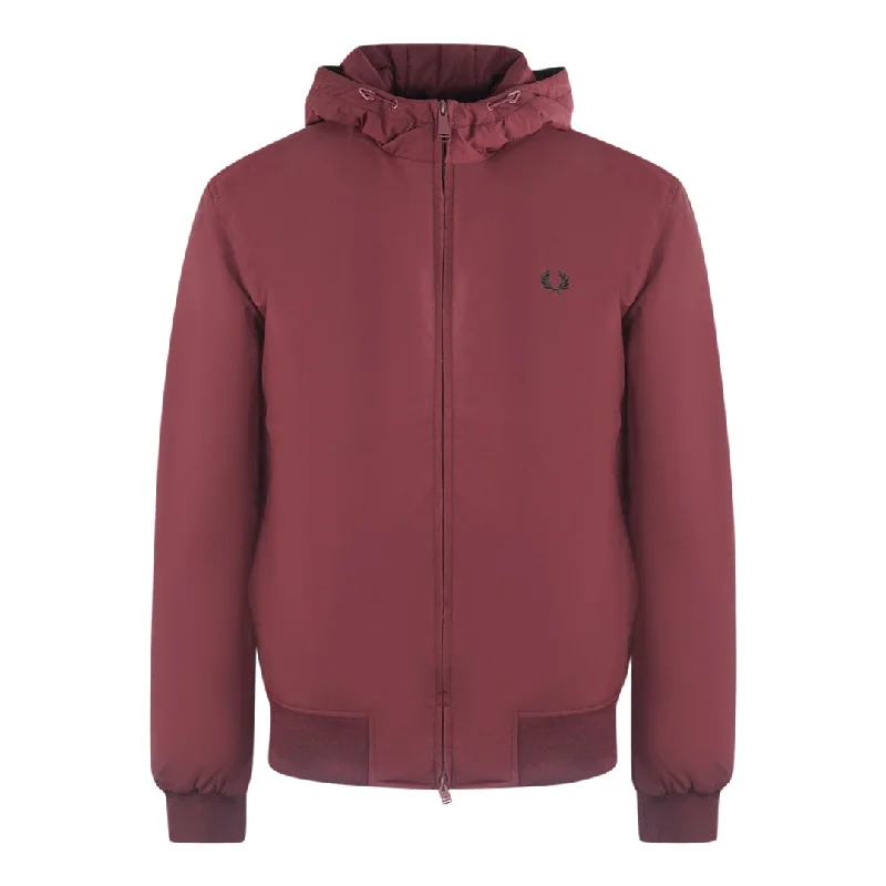 Men's Coats for Skinny MenFred Perry Oxblood Burgundy Hooded Brentham Jacket