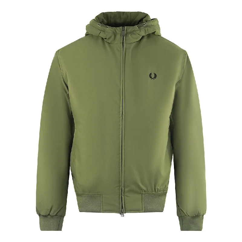 Men's Coats with Flannel LiningFred Perry Padded Hooded Uniform Green Brentham Jacket Men's Coats with Flannel LiningFred Perry Padded Hooded Uniform Green Brentham Jacket