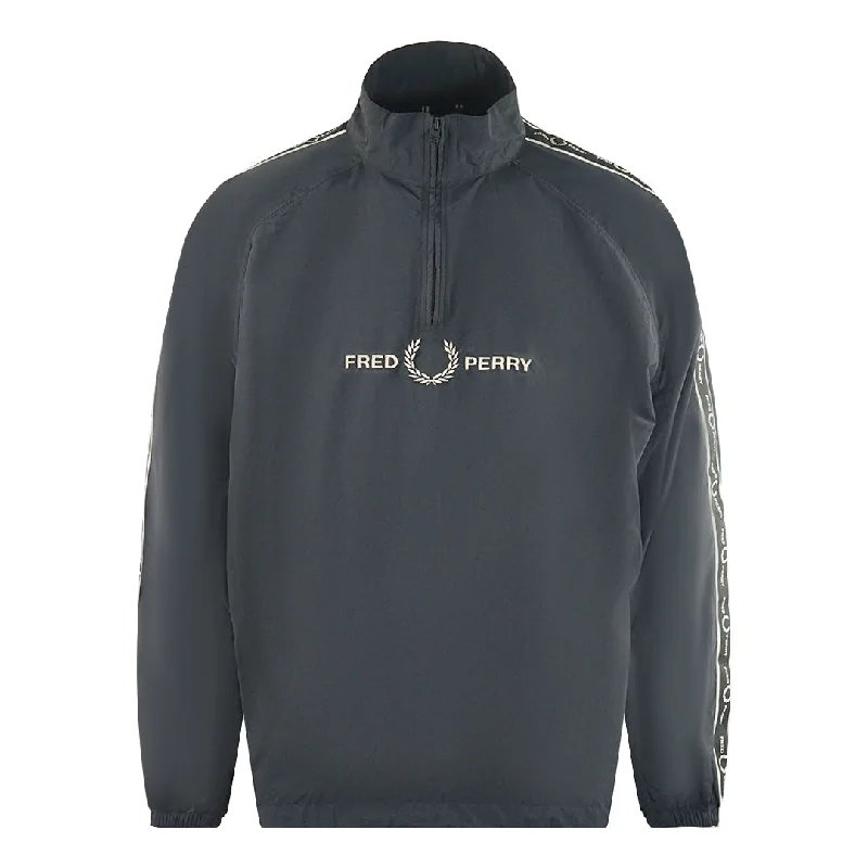 Men's Coats with Military InfluenceFred Perry Taped Sleeve Black Shell Jacket