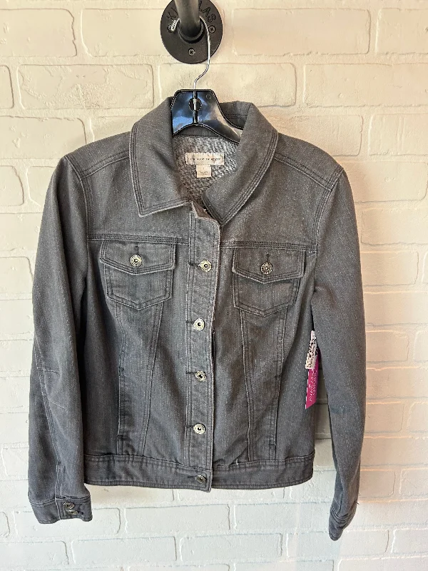 Men's Coats with Tactical FeaturesJacket Denim By Christopher And Banks In Grey Denim, Size: S Men's Coats with Tactical FeaturesJacket Denim By Christopher And Banks In Grey Denim, Size: S
