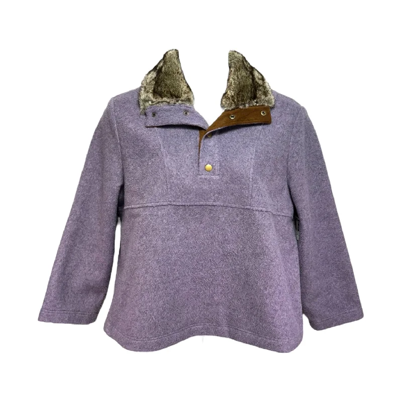 Men's Hoodies with Adjustable SleevesFaux Fur Collar Fleece Pullover By Orvis In Purple, Size: Xl