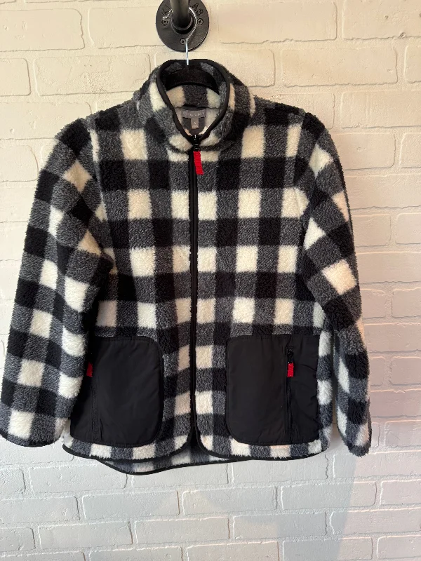 Luxurious Men's Cashmere CoatsJacket Fleece By Talbots In Black & Cream, Size: Mp