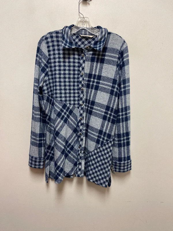 Durable Men's Car CoatsJacket Shirt By Soft Surroundings In Blue, Size: M