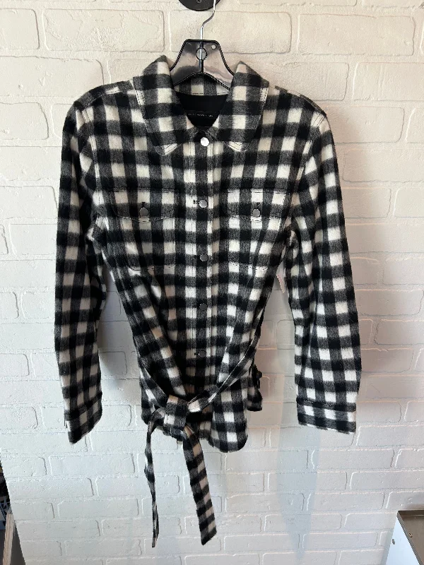 Men's Coats with Adjustable HemsJacket Shirt By Talbots In Black & White, Size: M