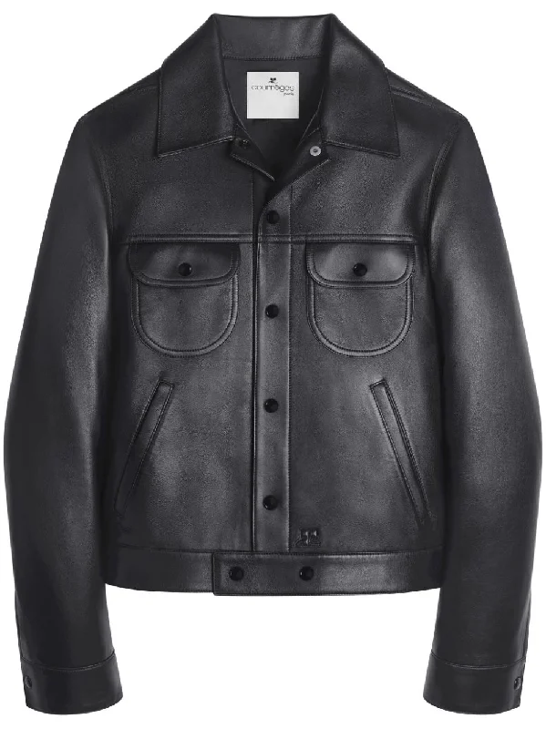Men's Coats with ZippersLeather Shirt Jacket