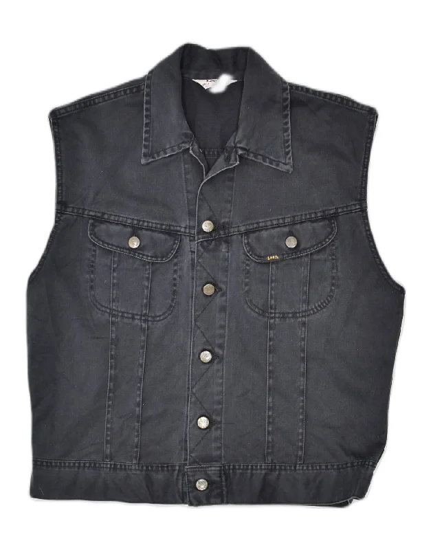 Classic Men's Trench CoatsLEE Mens Denim Gilet UK 40 Large Black Cotton Biker