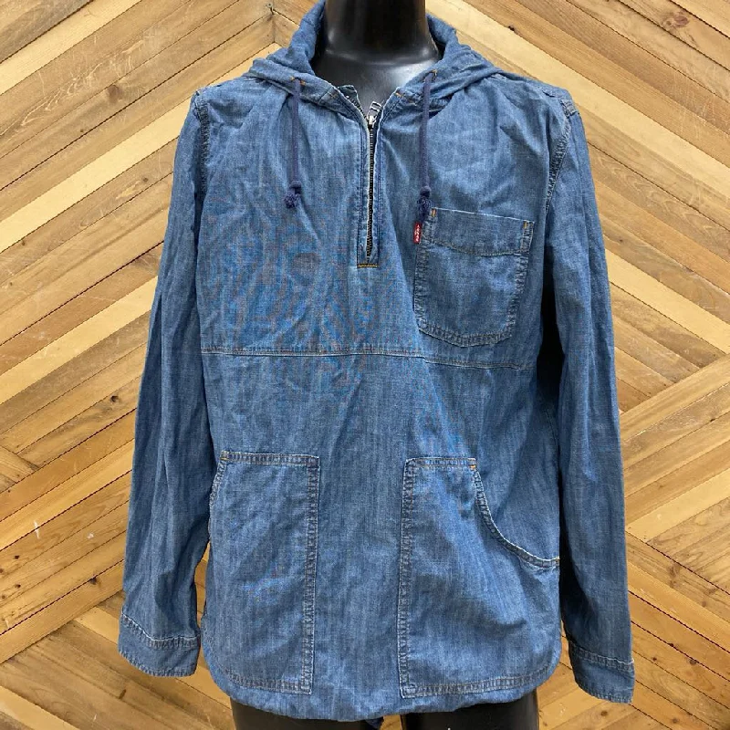 Essential Men's Sports HoodiesLevi's - Men's 1/4-Zip Pullover Hooded Denim Shirt - MSRP comp $98: Blue-men-LG Essential Men's Sports HoodiesLevi's - Men's 1/4-Zip Pullover Hooded Denim Shirt - MSRP comp $98: Blue-men-LG