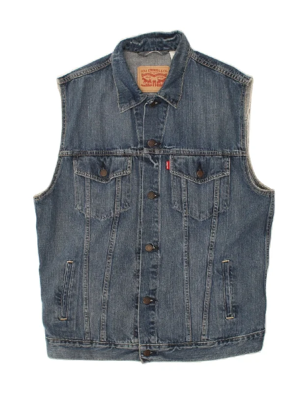 Men's Coats for Short MenLEVI'S Mens Denim Gilet UK 42 XL Blue Cotton