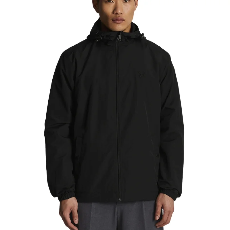 Men's Coats for Casual WearLyle Scott Tonal Eagle Zip Through Hooded Jet Black Softshell Jacket