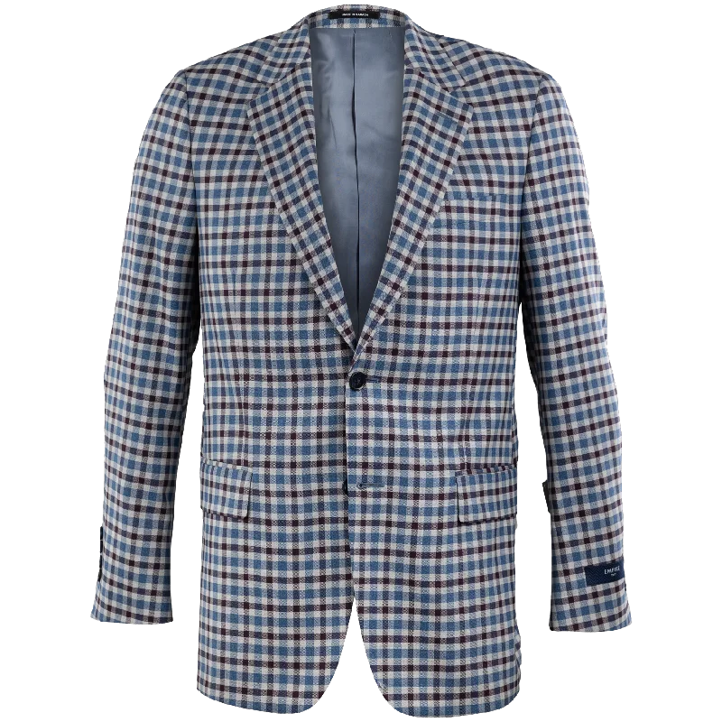 Maroon and Blue Plaid Blazer