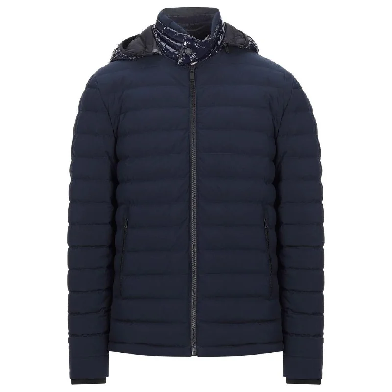 Men's Coats with Snap ButtonsMoose Knuckles Rock 2 Navy Blue Down Jacket