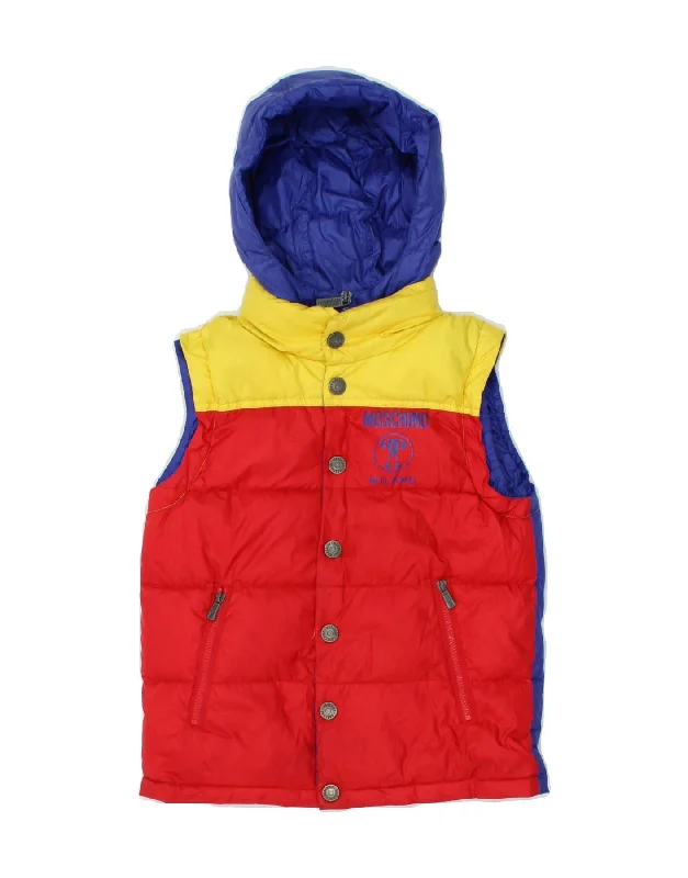 Classic Men's Trench CoatsMOSCHINO Boys Hooded Padded Gilet 6-7 Years Red Colourblock Polyester Classic Men's Trench CoatsMOSCHINO Boys Hooded Padded Gilet 6-7 Years Red Colourblock Polyester