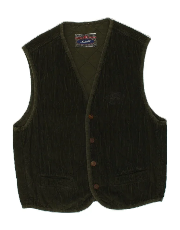 Men's Coats with ButtonsMULTIBLU Mens Corduroy Gilet UK 40 Large Green Cotton