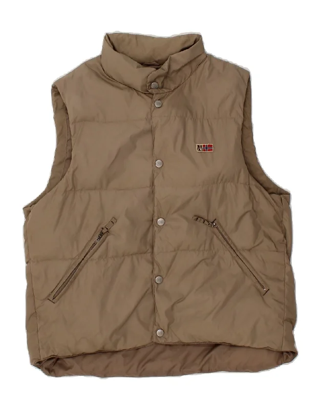 Casual Men's Bomber JacketsNAPAPIJRI Mens Graphic Padded Gilet UK 36 Small Brown