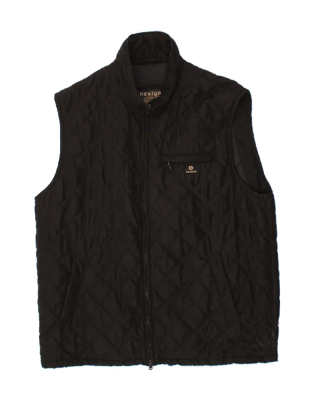 Men's Coats with PocketsNAVIGARE Mens Quilted Gilet UK 44 2XL Black