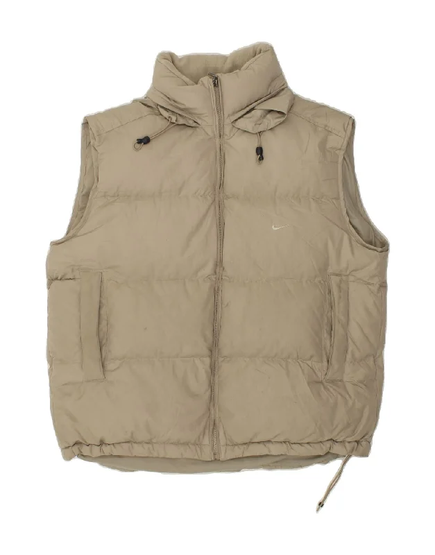 Men's Coats for HikingNIKE Mens Padded Gilet UK 42/44 Large Khaki Polyester