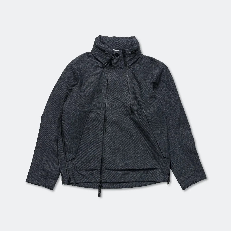 Men's Coats with Belted WaistsTextured Twill GORE-TEX® 3L Stand Collar Jacket - Charcoal Grey