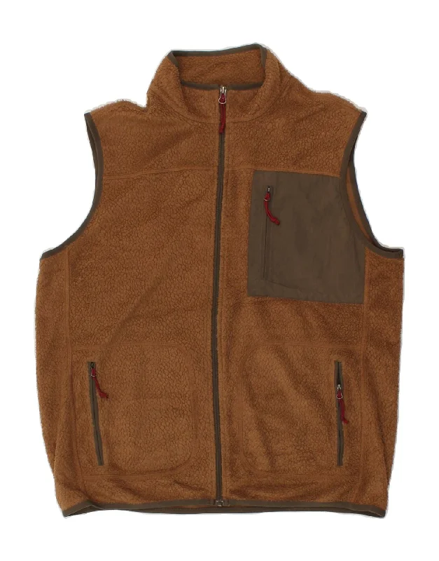 Men's Coats for Snowy WeatherORVIS Mens Fleece Gilet UK 38 Medium Brown Polyester