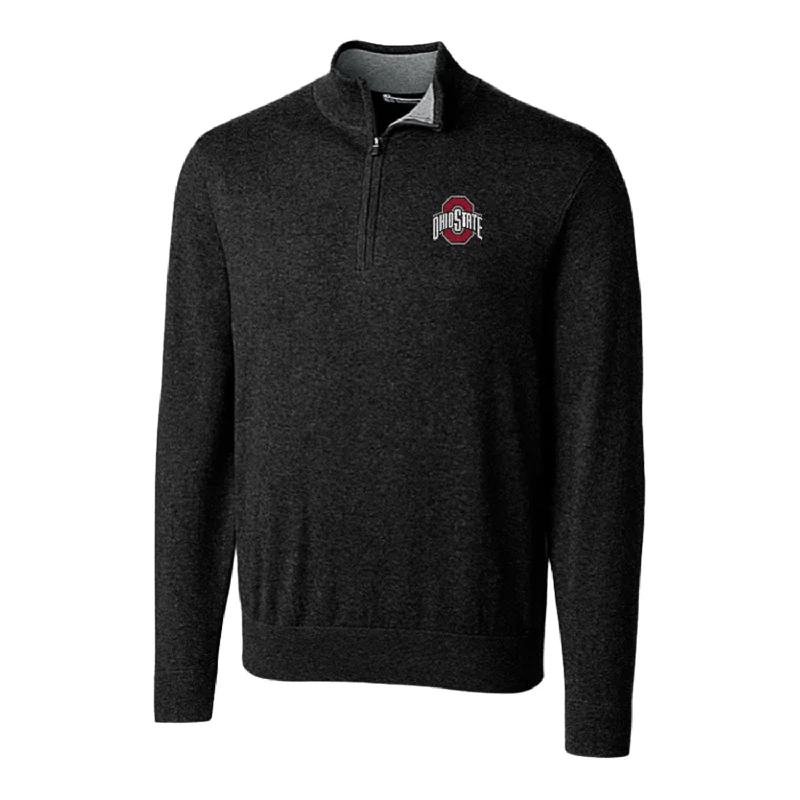 High-Quality Men's French Terry HoodiesOhio State Buckeyes Cutter & Buck Lakemont Tri-Blend Black 1/4 Zip Pullover High-Quality Men's French Terry HoodiesOhio State Buckeyes Cutter & Buck Lakemont Tri-Blend Black 1/4 Zip Pullover