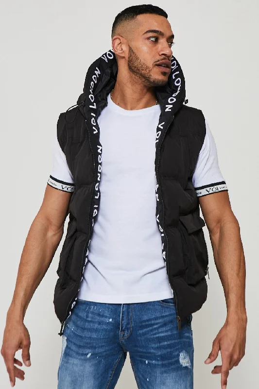 Men's Coats with LiningPalmerston Hooded Puffer Gilet - Black