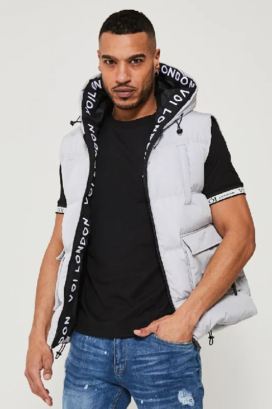 Men's Coats for Casual WearPalmerston Hooded Puffer Gilet - Grey