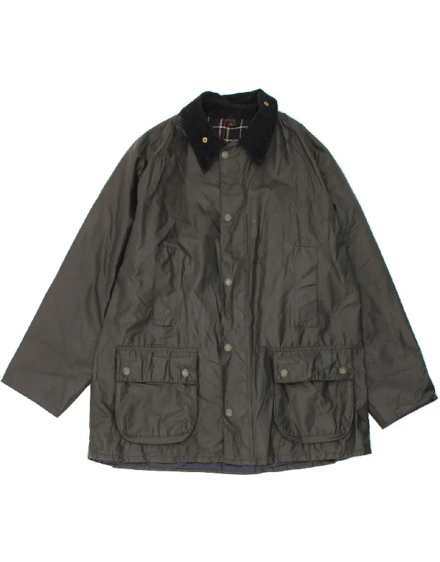 Men's Coats with Magnetic ClosuresPOLBOT Mens Waxed Cotton Jacket UK 40 Large Black