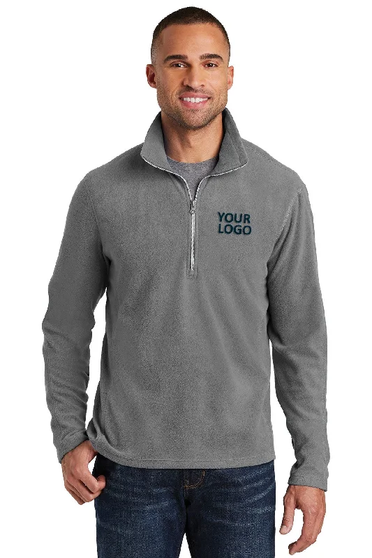 Men's Hoodies with Lined HoodsPort Authority Microfleece 1/2-Zip Customized Pullovers, Pearl Grey