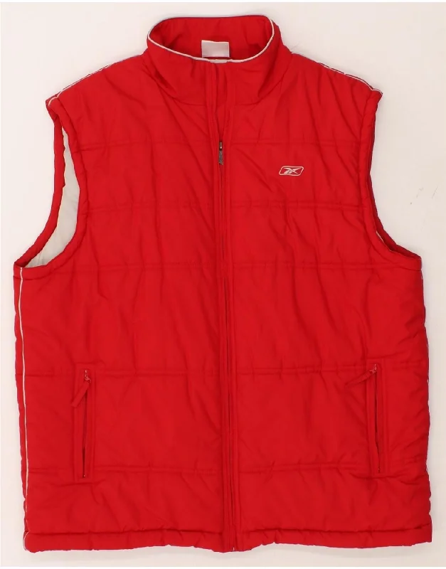Men's Coats with Magnetic ClosuresREEBOK Mens Padded Gilet UK 44 2XL Red
