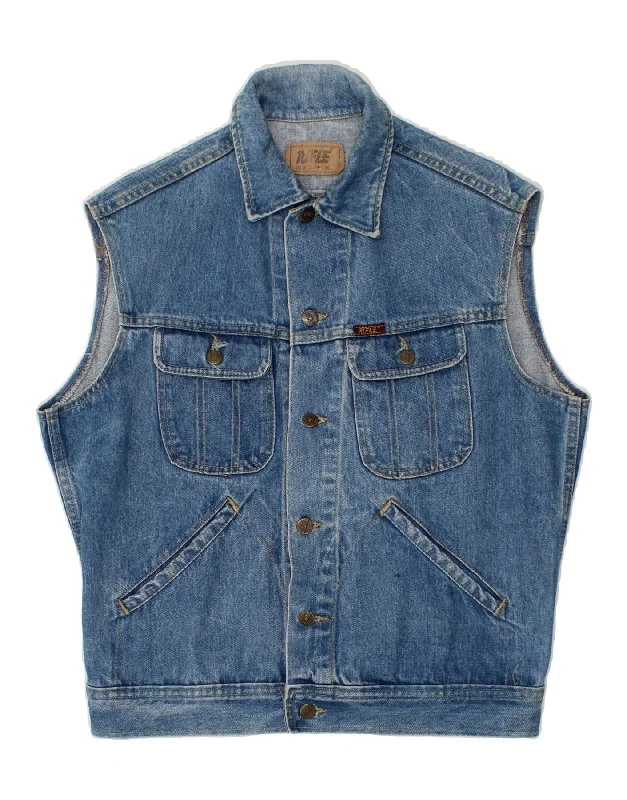 Men's Coats with HoodsRIFLE Mens Denim Gilet EU 50 Large Blue Cotton
