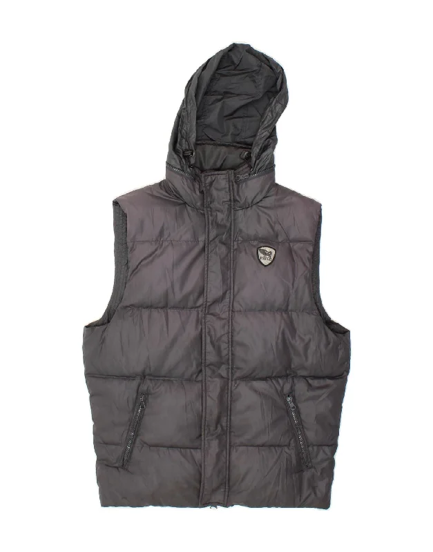 Men's Coats with HoodsRIFLE Mens Hooded Padded Gilet UK 38 Medium Grey