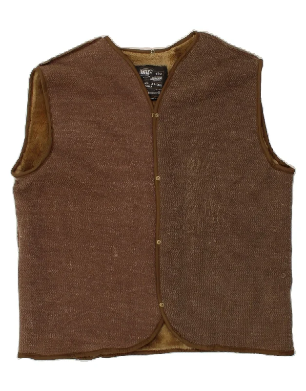 Men's Coats with Adjustable SleevesRIFLE Mens Sherpa Gilet UK 34 XS Brown Acrylic