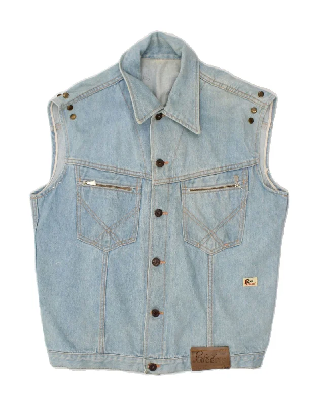 Men's Coats with PocketsROY ROGERS Mens Denim Gilet UK 38 Medium Blue