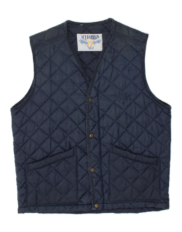 Men's Coats Made in ItalySEA BARRIER Mens Quilted Gilet UK 40 Large Navy Blue Nylon